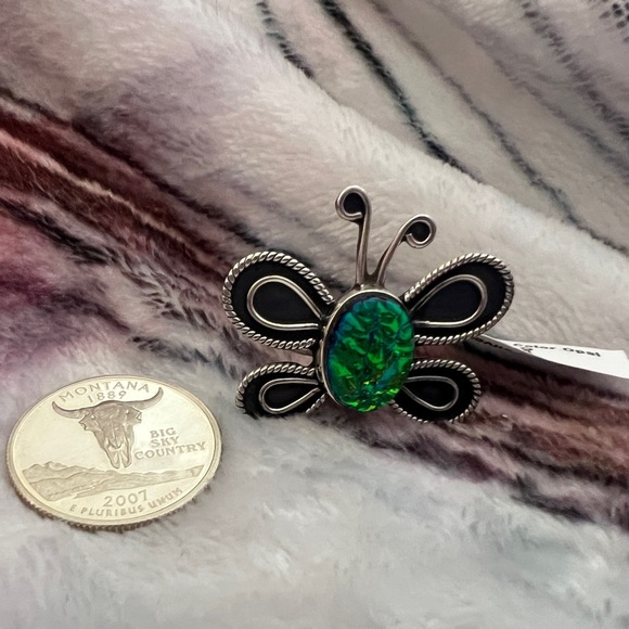 ❤️ Multi-Color Opal 925 Southwestern Size 8 Ethnic Butterfly Ring 9 Gms - Picture 11 of 16
